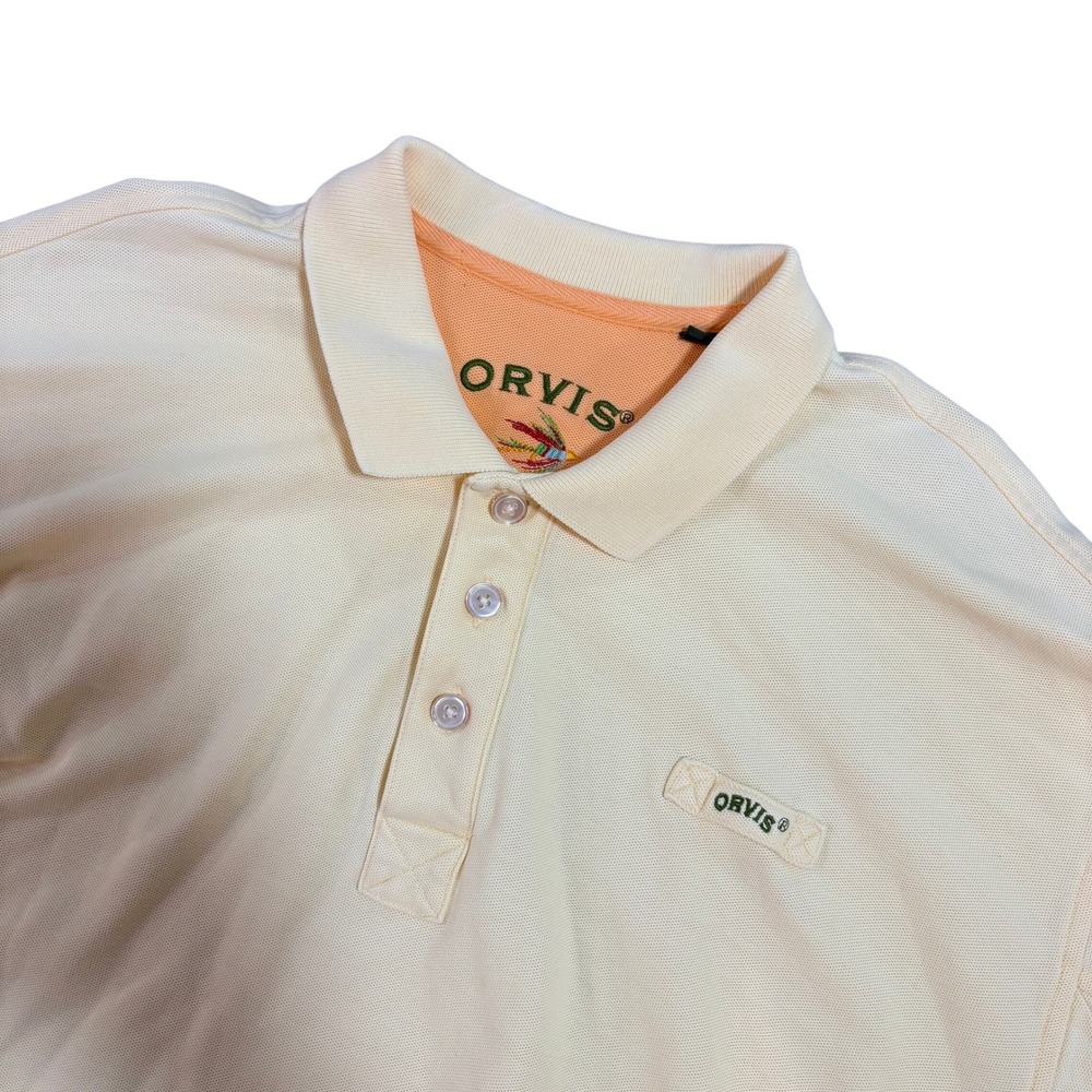 ORVIS Polo Shirt Mens XL Yellow Cotton Fly Fishing Outdoor Casual Classic